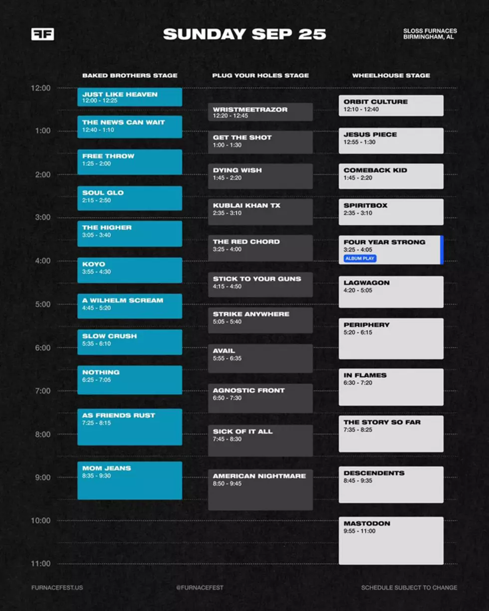 2022 furnace fest sunday, sept. 25 lineup and set times
