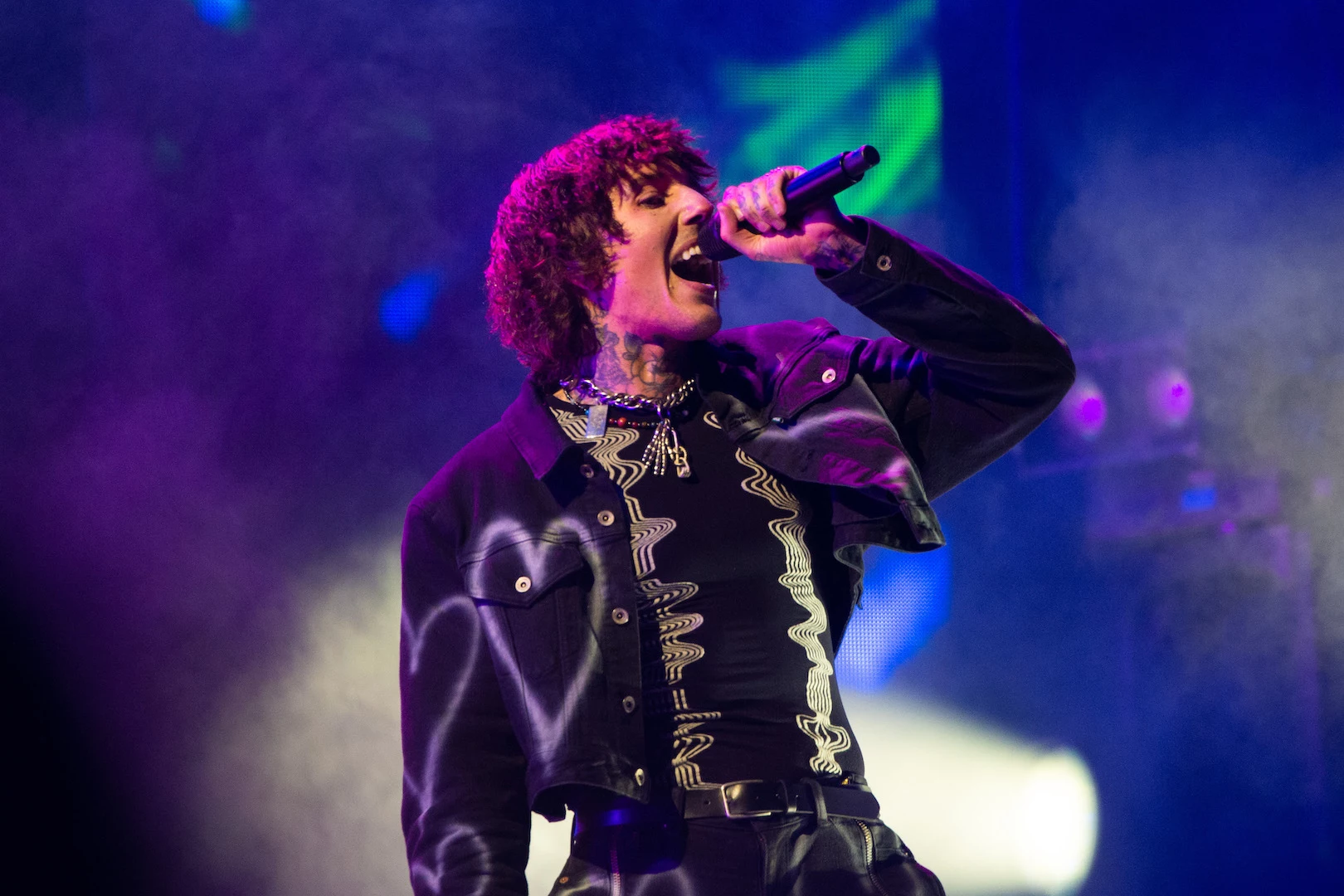 Oliver Sykes of the band Bring Me the Horizon performs in concert during  the Rock Allegiance Festival at PPL Park on Saturday, Oct. 10, 2015, in  Chester, Pa. (Photo by Owen Sweeney/Invision/AP