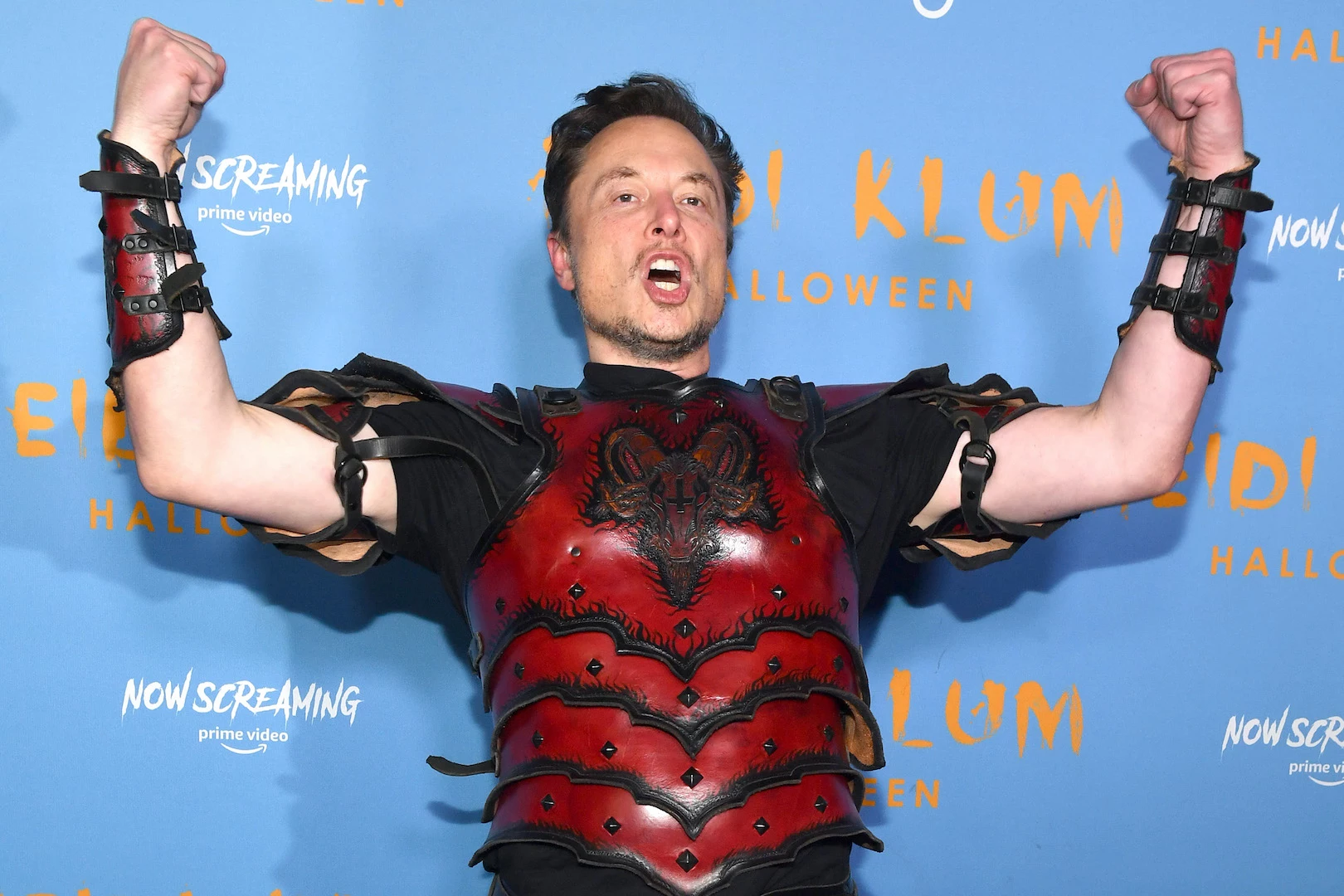 Elon Musk Wears Satanic Suit of Armor at Red Carpet Event