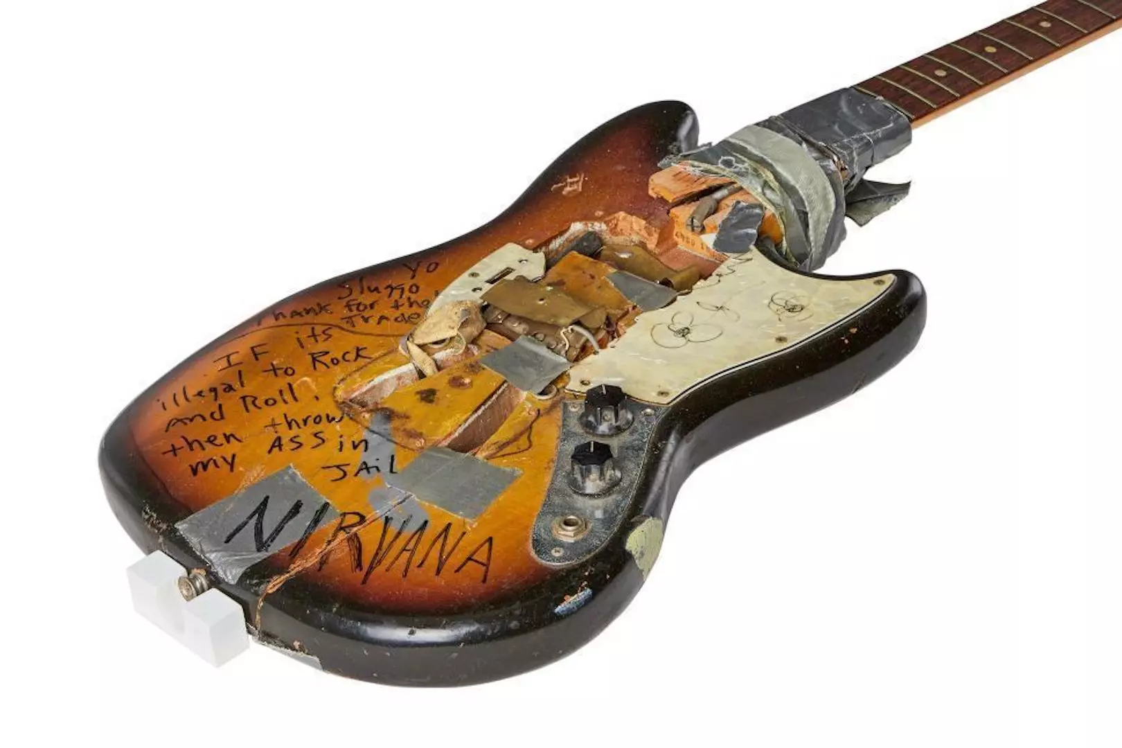 Signed Guitar Kurt Cobain Smashed Onstage Can Be Yours