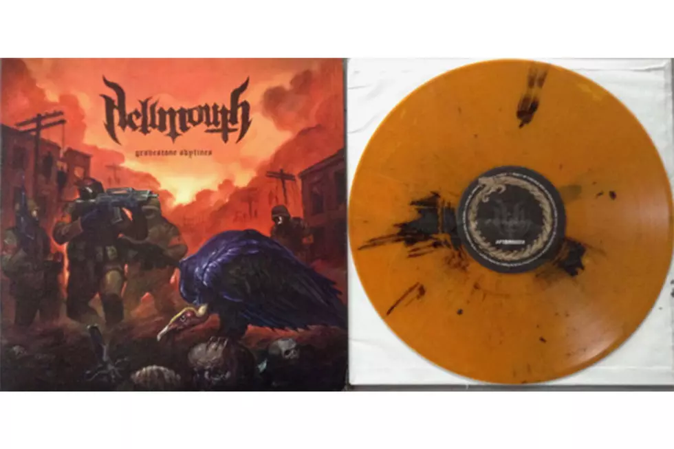 Hellmouths Gravestone Skylines vinyl with bible ashes pressed into it