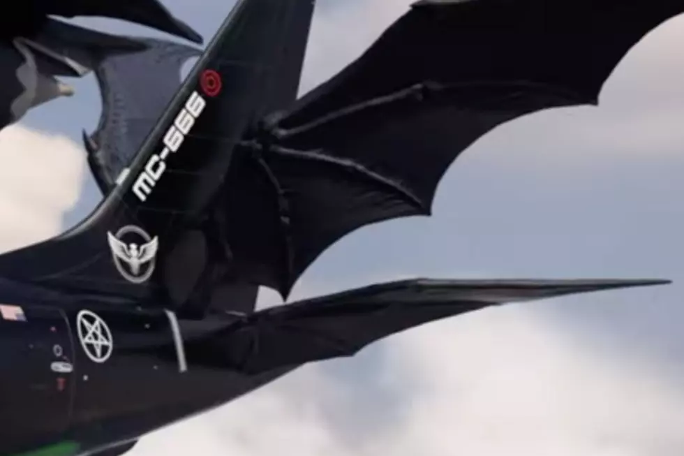 MC-666 on airplane tail in Motley Crue's 'Dogs of War' video