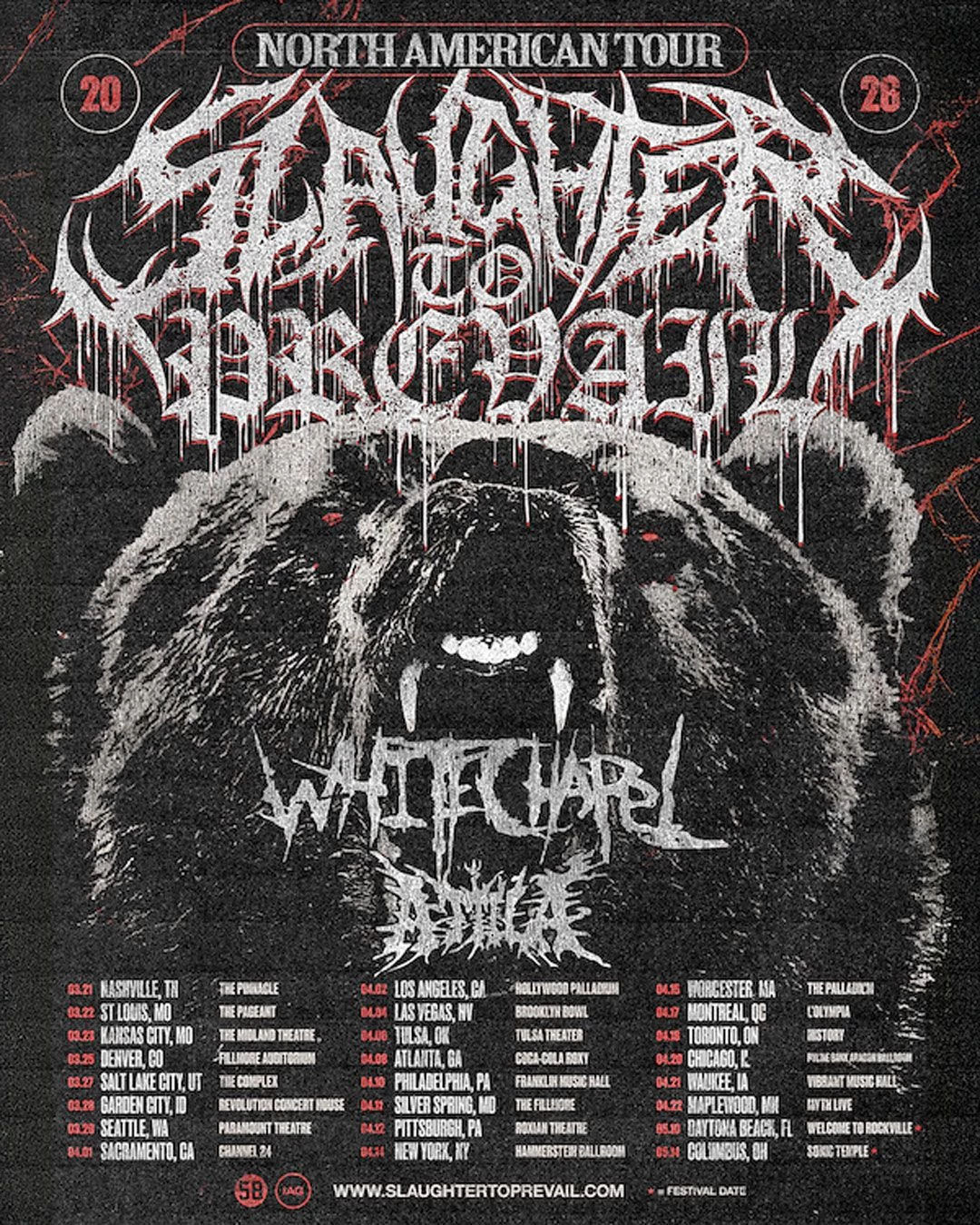 Slaughter to Prevail Book 2026 North American Headline Tour