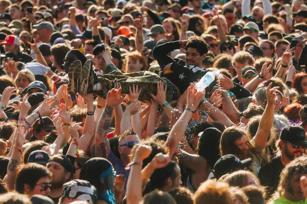 a crowd surfer at day 2 of sonic temple 2026