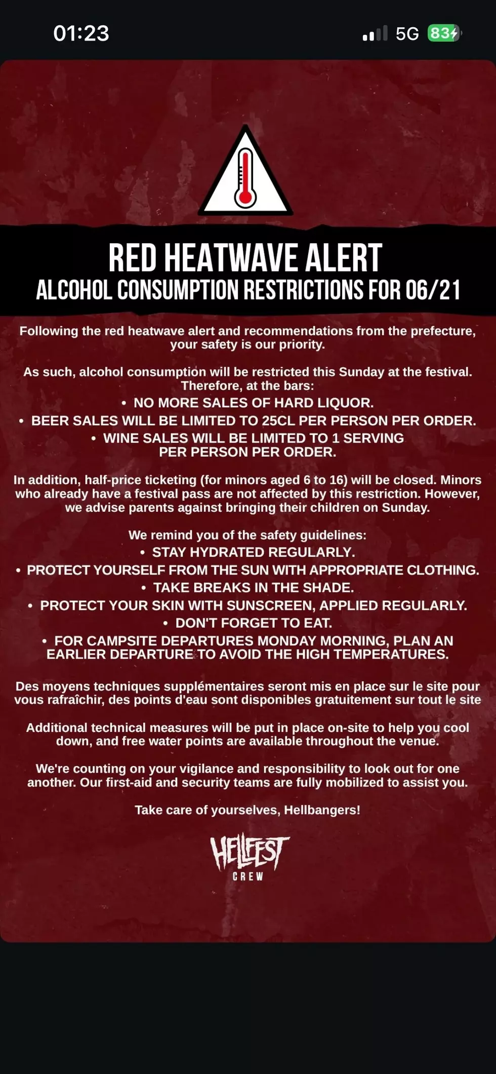 heat warning to hellfest 2026 attendees