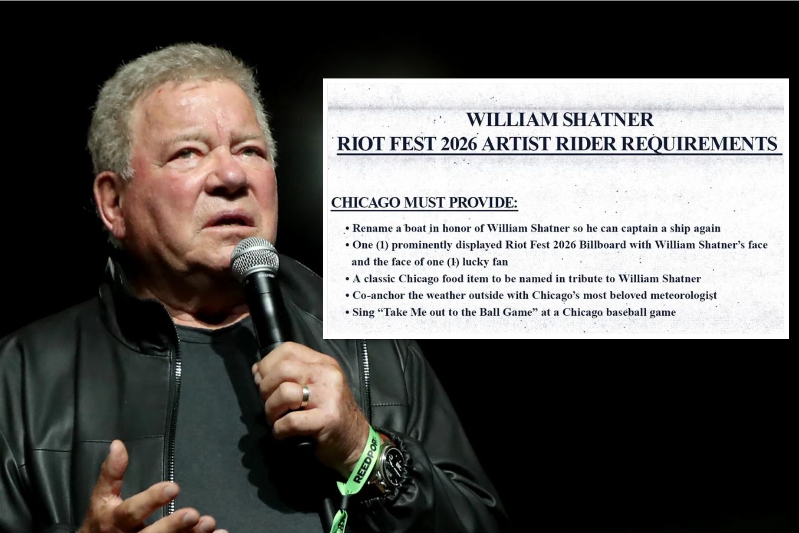 Riot Fest Drops Wild List of William Shatner's  Rider 'Demands' 