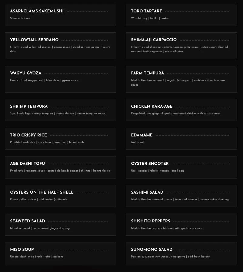 queen b sushi appetizer menu