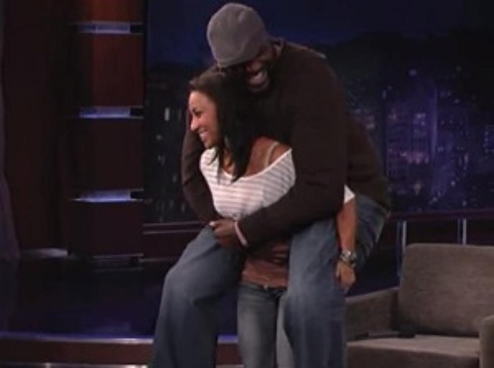 Shaquille O’Neal Gets a Piggyback Ride From His Petite Girlfriend on ‘Jimmy Kimmel Live’ [VIDEO]