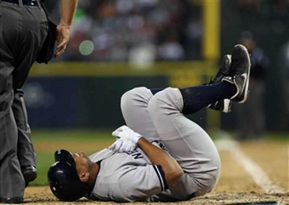 A-Rod Hit By Pitch, Breaks Hand