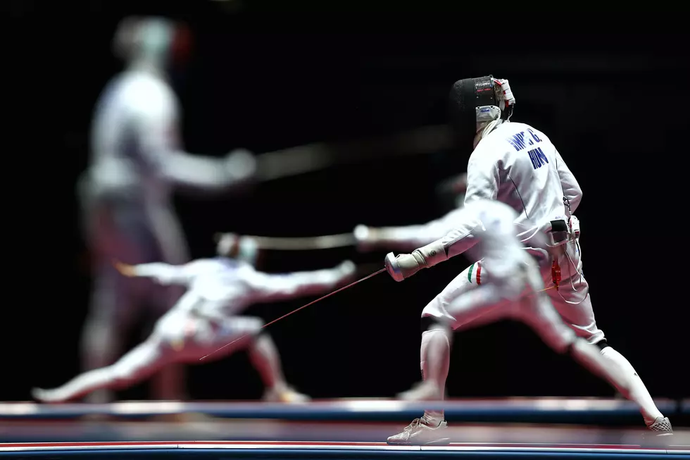 Olympic Fencer Has Cell Phone Fall Out Of His Pocket – VIDEO