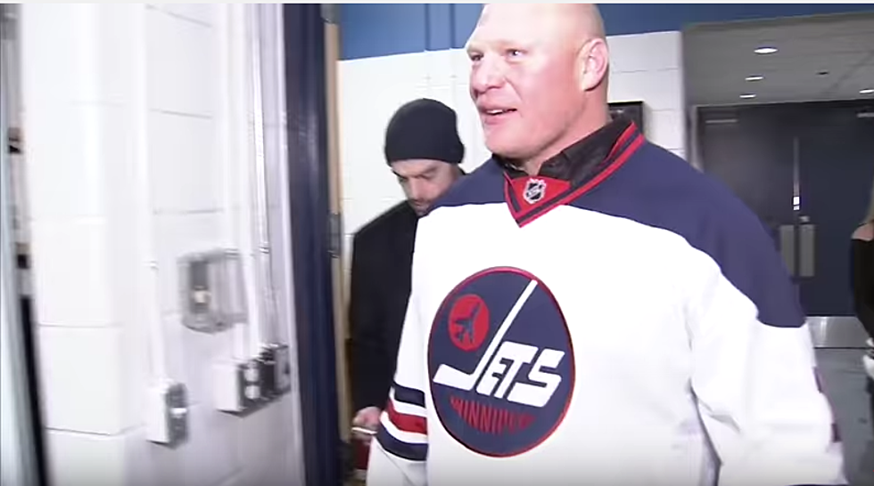 Brock Lesnar Breaks Hockey Rule, Winnipeg Players Freak Out [Video]