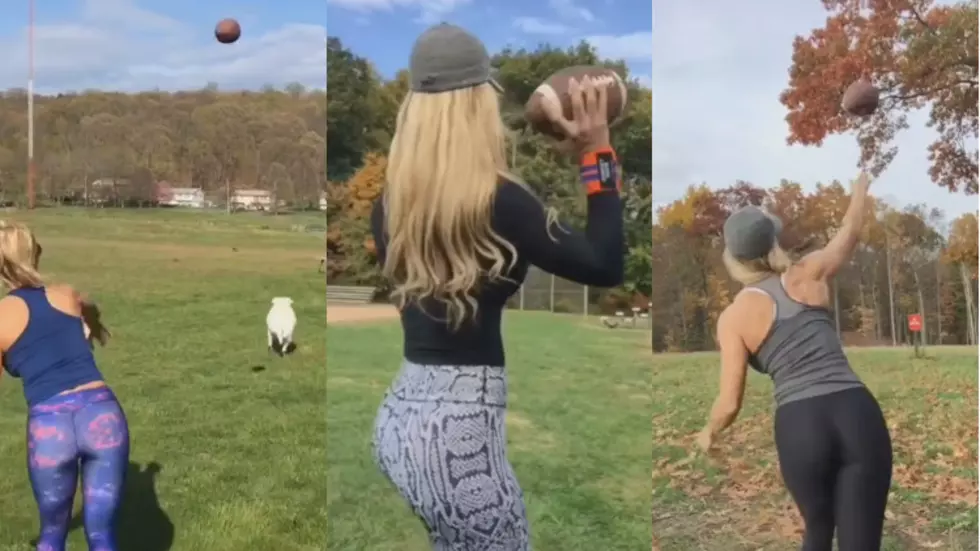 Fitness Model’s Football Trickshot Passes Are Incredibly Accurate [Video]