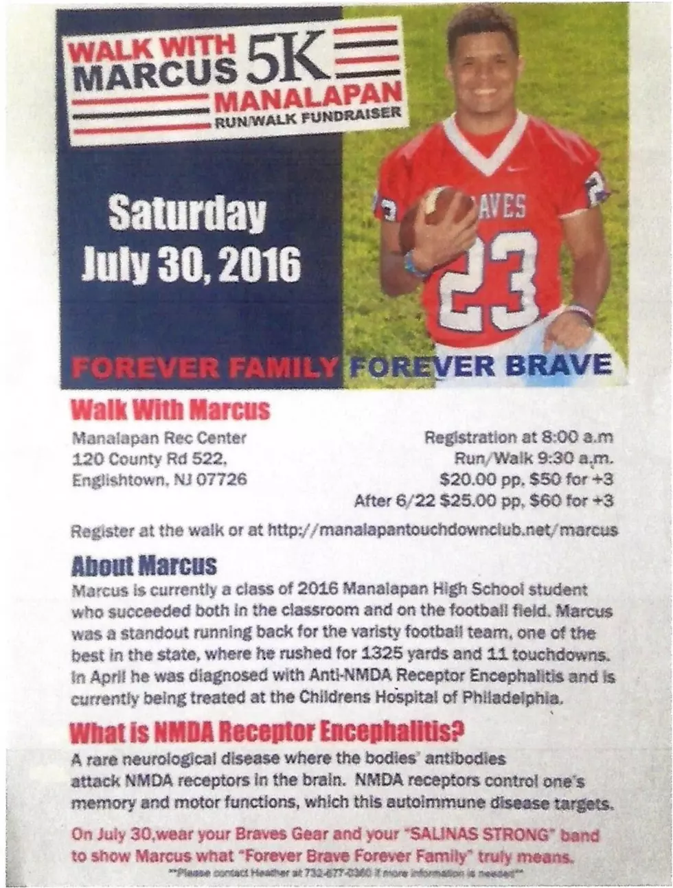 Football &#8211; Manalapan Touchdown Club Hosting Fundraiser for Running Back Marcus Salinas
