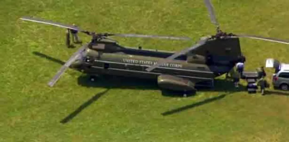 Military Helicopter Lands At Medford School