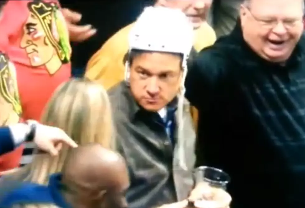 Drunk Hockey Fan Steals Players Helmet [VIDEO]