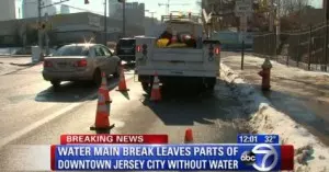 Water Main Break Under Repair in Jersey City
