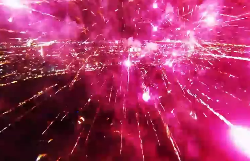 July 4th fireworks filmed by a drone