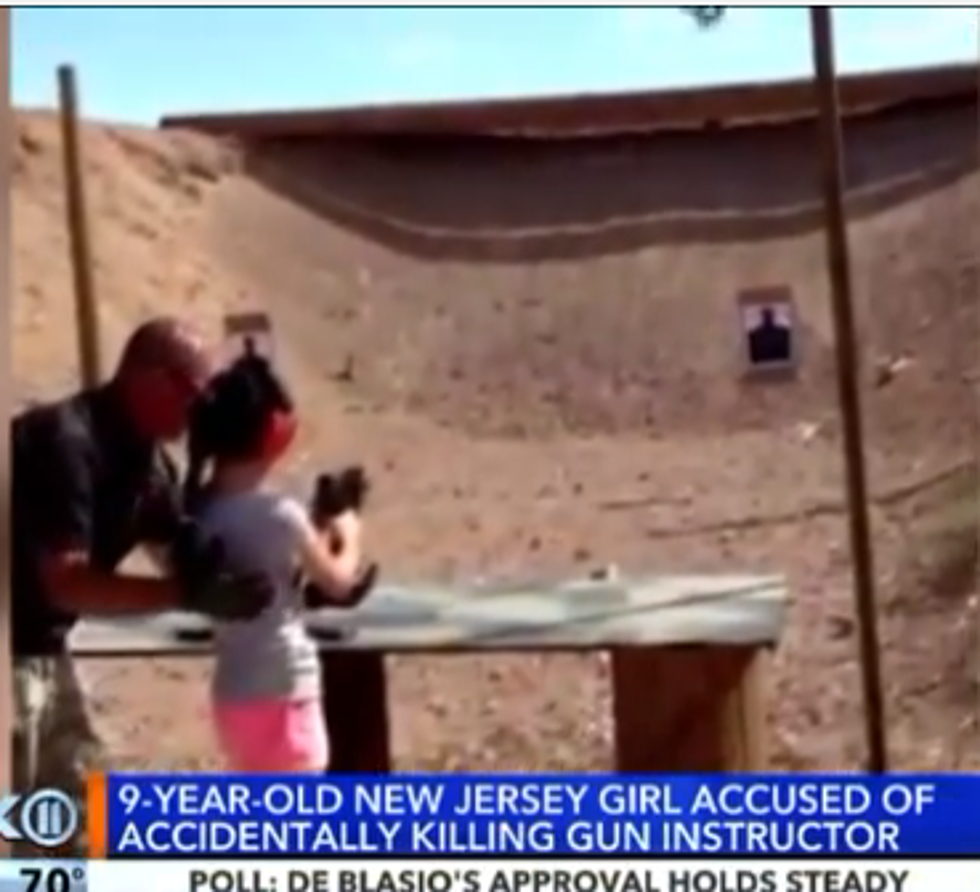 Why was a 9 year old learning to shoot an uzi?