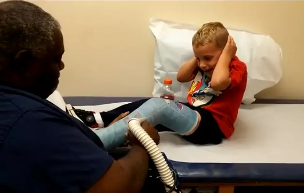 WATCH: Boy has hysterical reaction to getting cast off