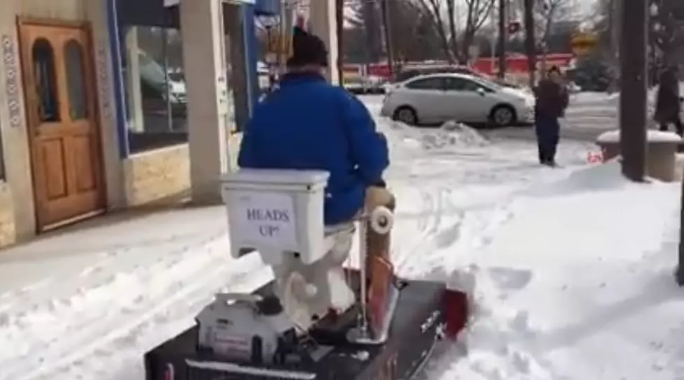 Toilet snow-plow makes snow removal extra efficient