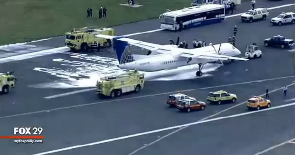 Newark-bound jet with engine fire makes emergency landing in Philadelphia