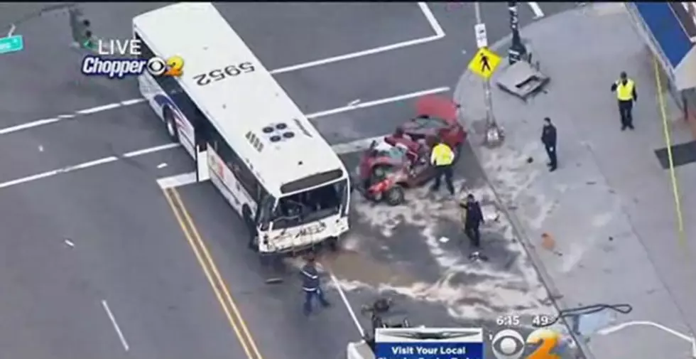 Car hits bus in Newark, several injured