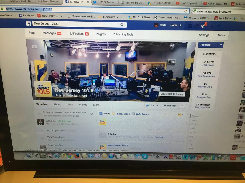 NJ1015.com reaches 100K Facebook fans! See our first-ever post