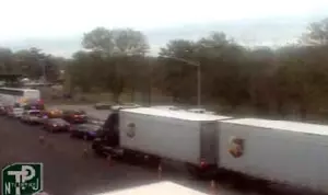Turnpike snarled by overturned truck in South Jersey