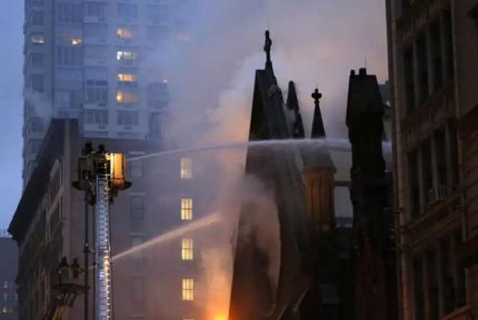 Raging fire destroys historic New York City church