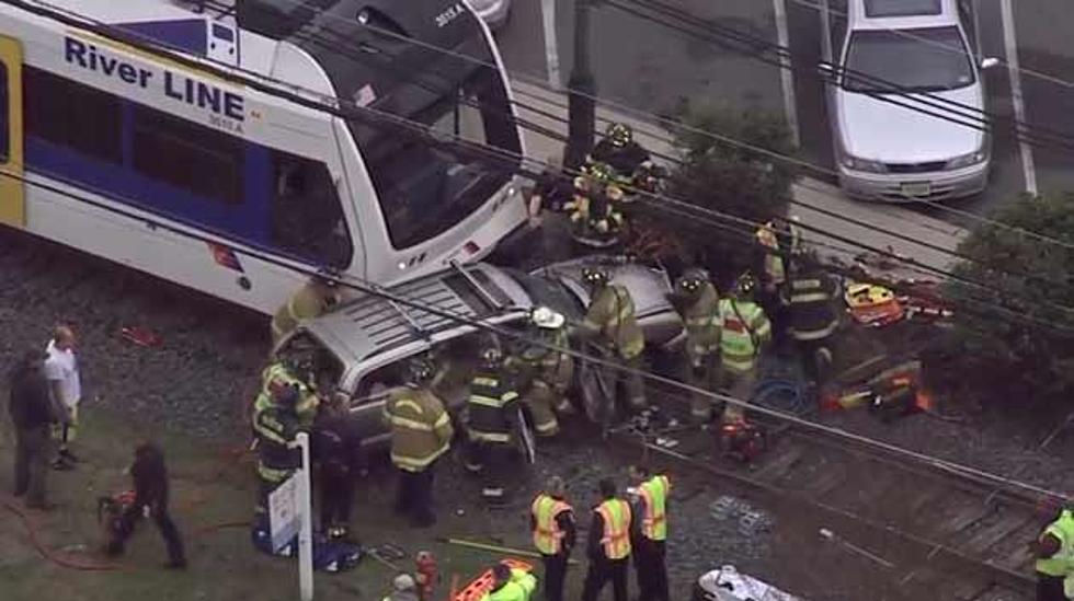 4 hurt in NJ Transit River Line crash with car