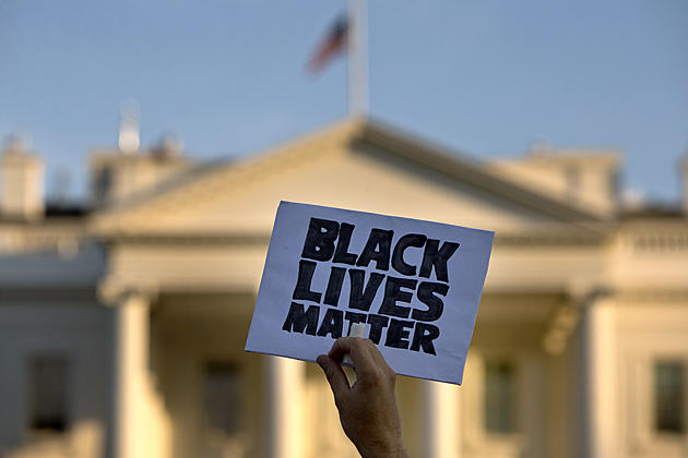 In this July 8, 2016, photo, a man holds up a sign saying &quot;black lives matter&quot; during a protest of shootings by police, in Washington by the White House. When it comes to picking a new president, young people in America are united in saying education is what matters most. But there's a wide split in what else will drive their votes. The poll showed major support for the Black Lives Matter movement among African-Americans polled — 84 percent. Support for Black Lives Matter polled at 68 percent for Asian-Americans, 53 percent for Hispanics and 41 percent for whites. (AP Photo/Jacquelyn Martin)