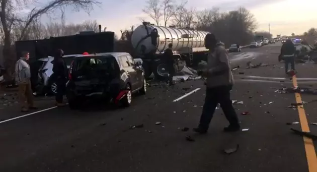 Mangled mess: Video aftermath of truck plowing into line of cars on Route 130