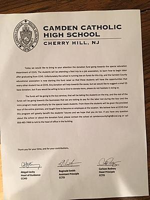 Cops investigating fake fundraising letter for Camden Catholic High