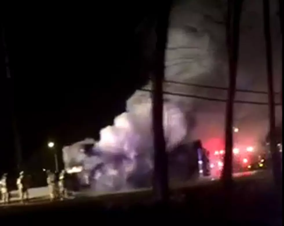 Video shows NJ Transit bus on fire after tire blowout