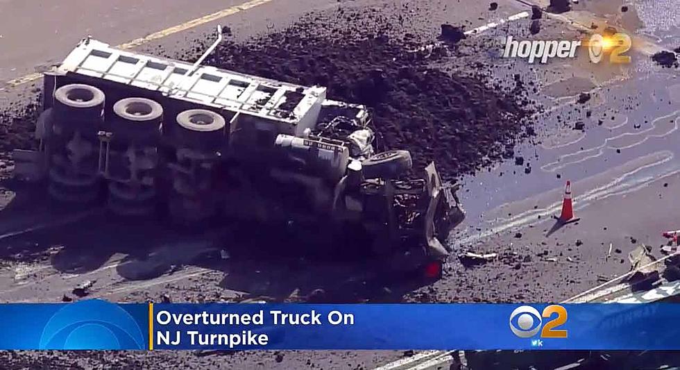 Overturned dump truck on New Jersey Turnpike closes truck lanes