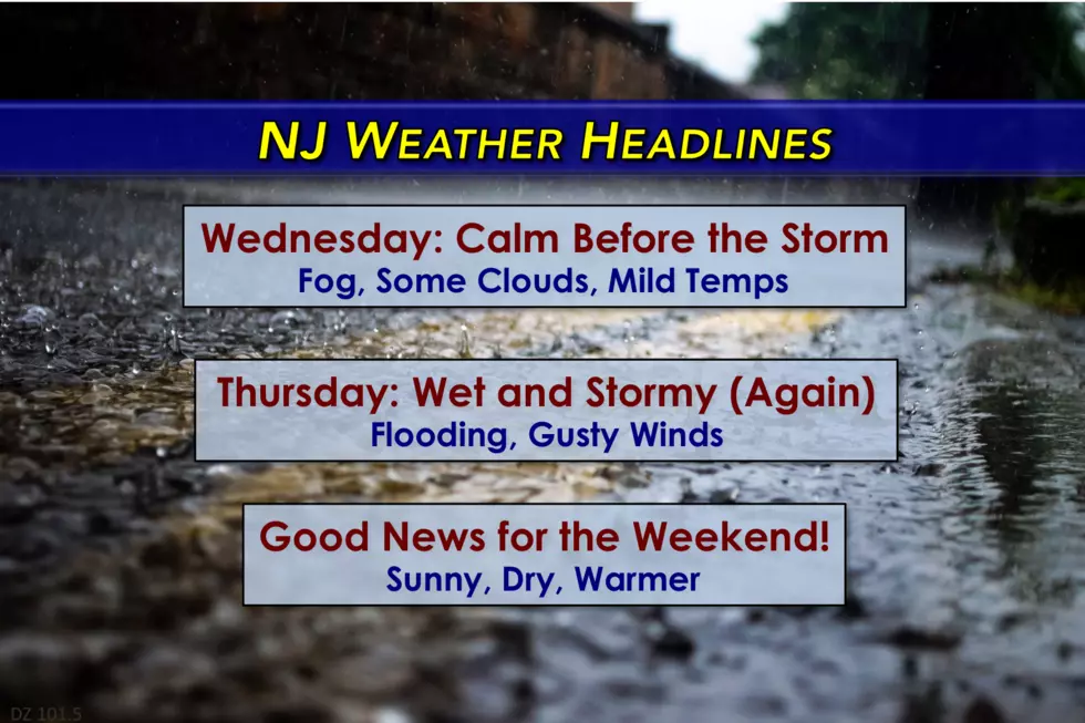 Quiet weather for NJ Wednesday, heavy rain returns Thursday