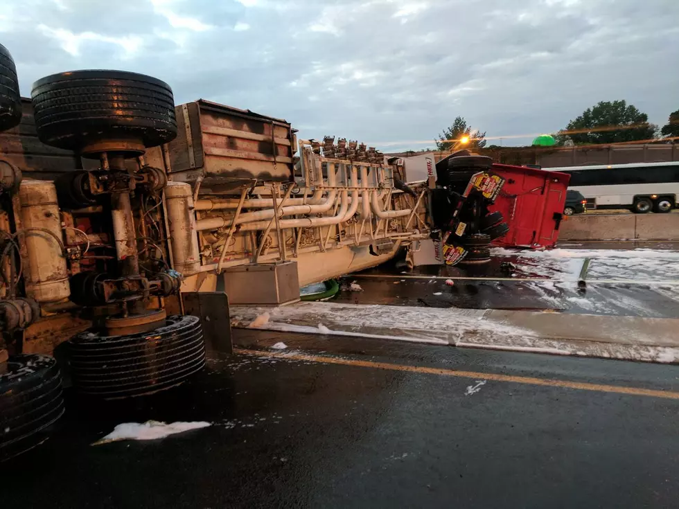 Section of Route 80 closed by overturned tanker truck