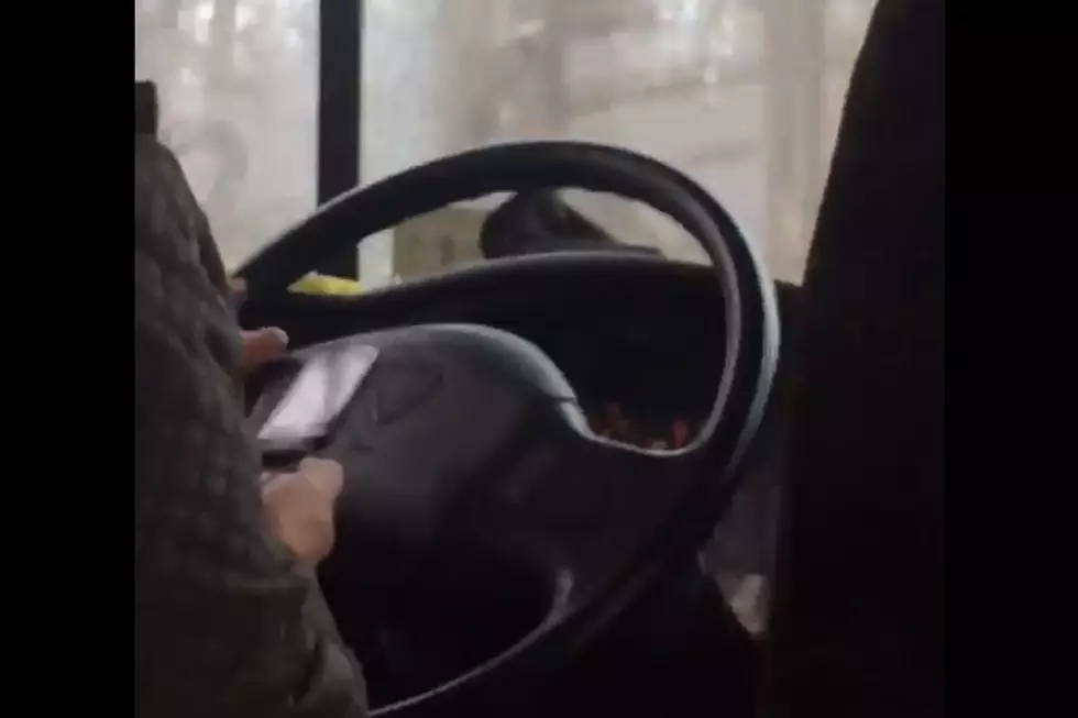 NJ school bus driver caught texting, no hands on the wheel