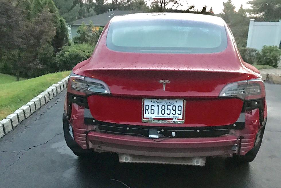 Brand new Tesla loses bumper when Jersey guy drives through water