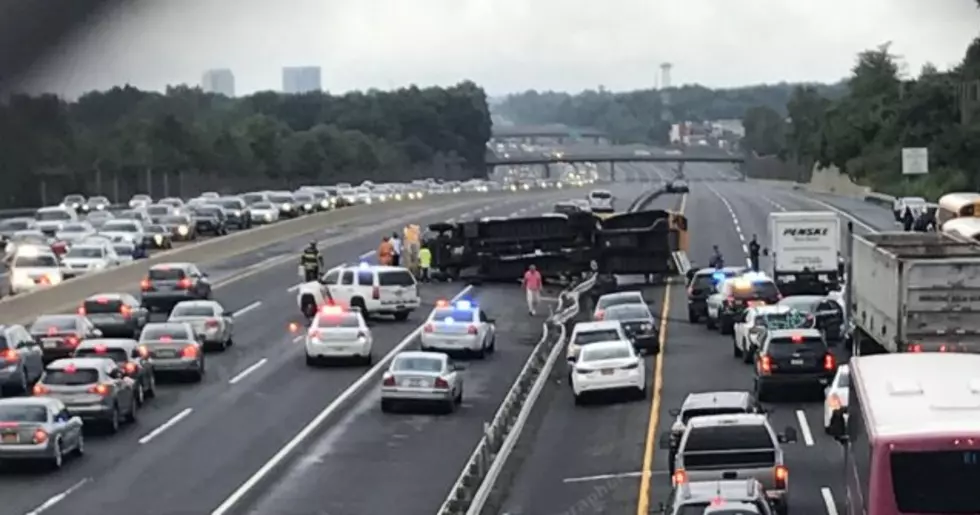 School bus overturns on NJ Turnpike