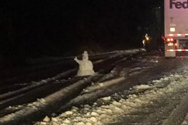 Traffic was so bad, someone built hitchhiking snowman on Rt. 78