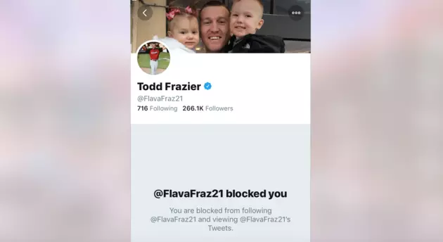 NY Mets Todd Frazier blocks 101.5 on Twitter