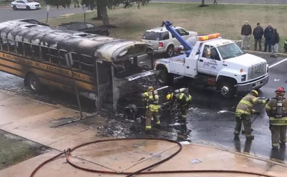 School bus catches fire, explodes after dropping off kids — VIDEO