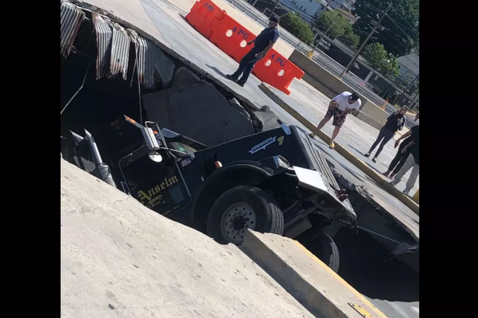 Truck falls through parking garage in North Jersey