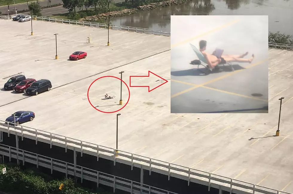 People can’t stop captioning this parking garage sunbather