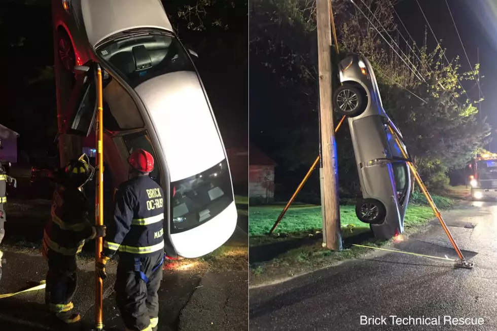 Car in Brick crash wound up entirely vertical ... somehow