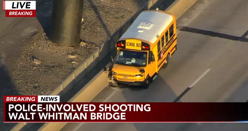 NJ School Bus at Scene of Shooting on Walt Whitman Bridge
