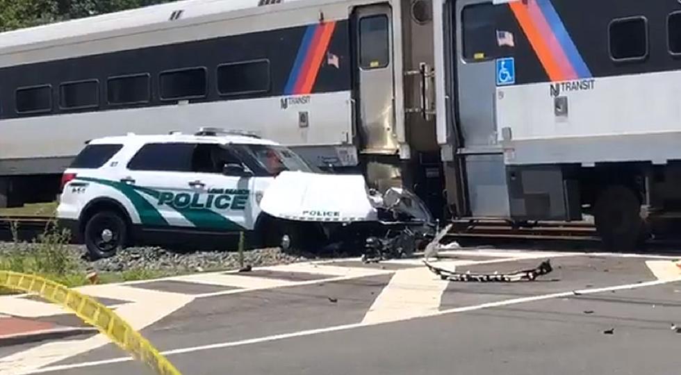 NJ Transit train smashes into police SUV on tracks