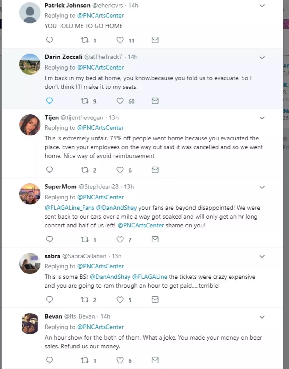 A screenshot of the PNC Bank Arts Center Twitter account