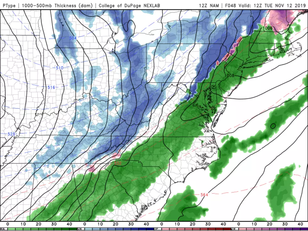 NAM model forecast as of 7 a.m. Tuesday, as just plain rain spreads through New Jersey. (College of DuPage Meteorology)